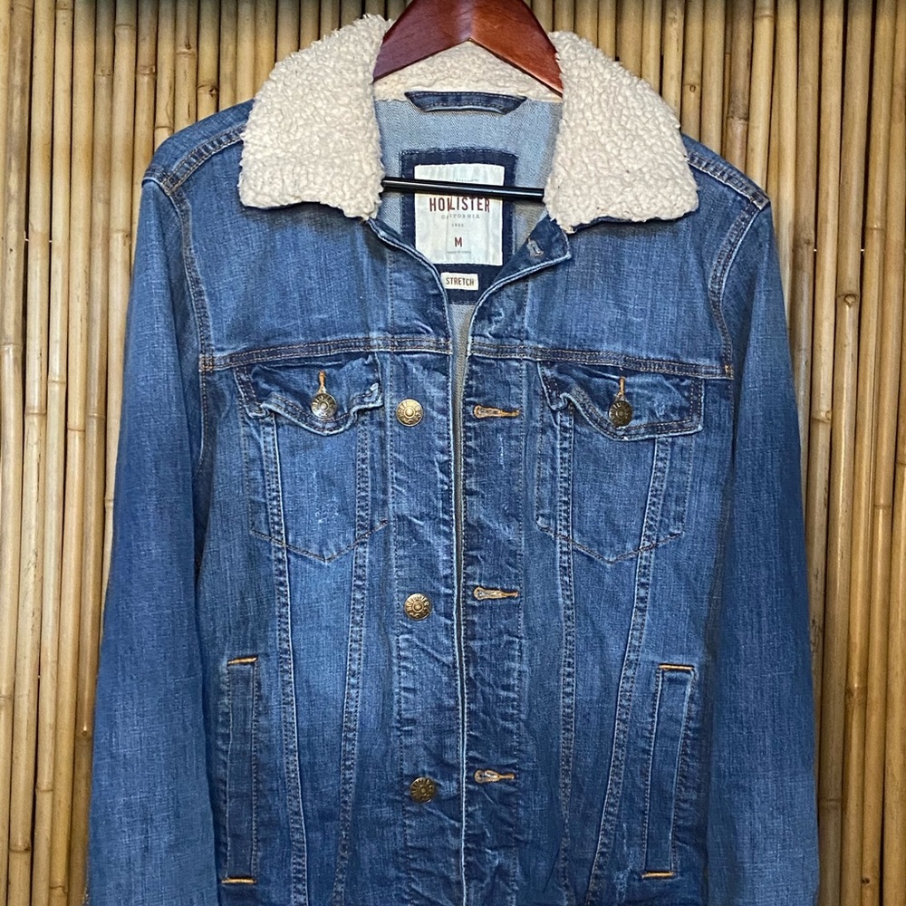 Denim Jacket with Fur Collar